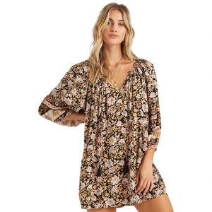 Billabong Gypset Mini Balloon Sleeve  Boho Dress